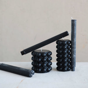 Black Beaded Taper Candles, Unscented