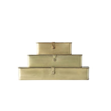 Load image into Gallery viewer, Decorative Metal Boxes, Brass Finish, Set of 2