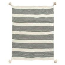Load image into Gallery viewer, Black Striped Throw with Tassels
