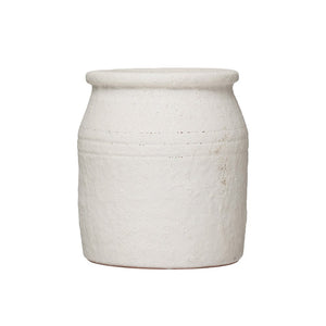 White Terracotta Crock Vase