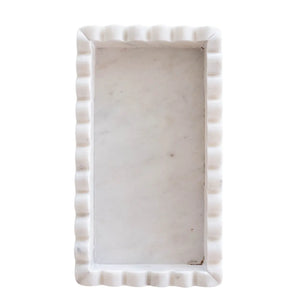 White Marble Scalloped Tray