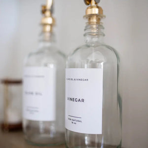 Olive and Vinegar Glass Clear Bottles