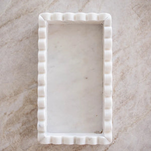 White Marble Scalloped Tray