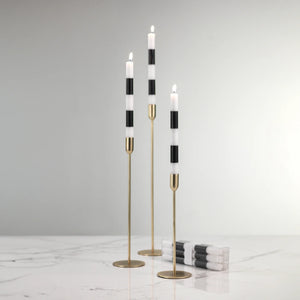 Black and White Striped Taper Candle