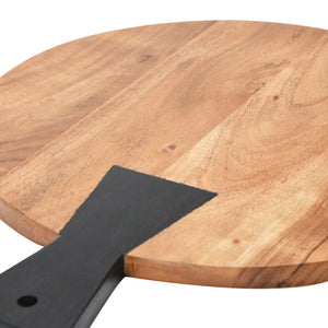 Round Wood Cutting Board with Black Bow Tie Handle