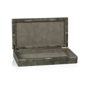 Shagreen Leather Rectangular Box with Suede Interior