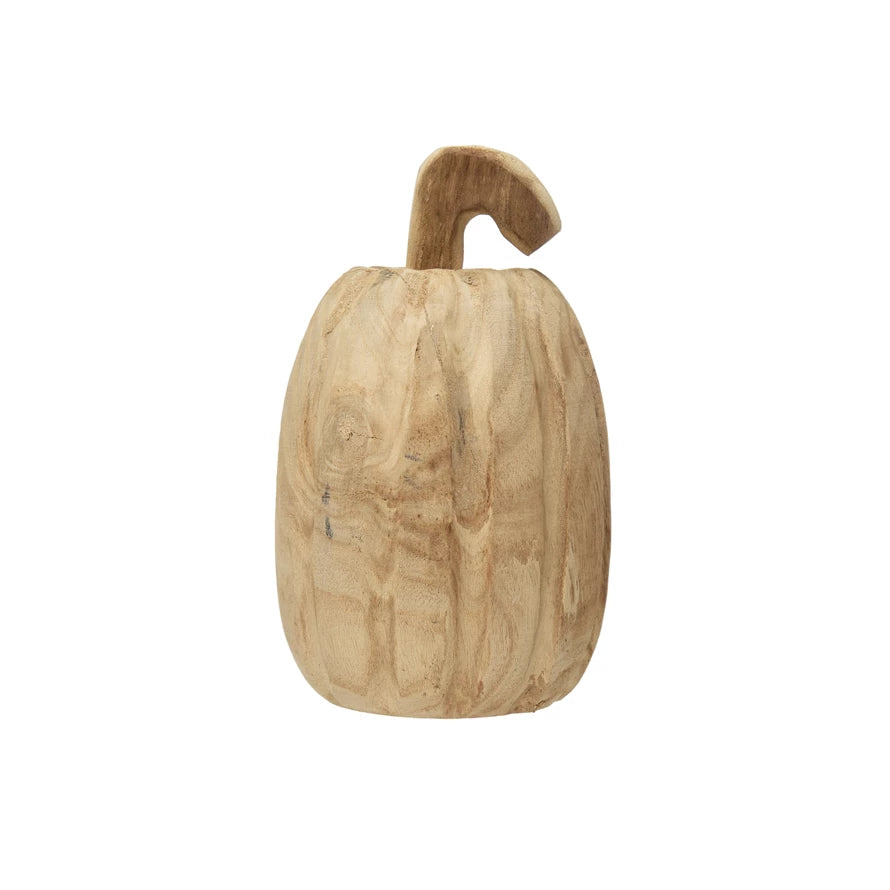 Hand-Carved Paulownia Wood Pumpkin