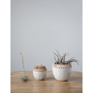 Lucas Planter with Rattan Stitching
