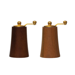 Acacia Wood and Stainless Steel Salt and Pepper Shakers