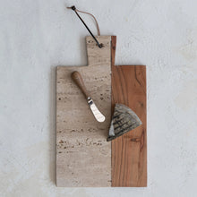 Load image into Gallery viewer, Travertine and Acacia Wood Cheese/Cutting Board
