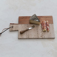 Load image into Gallery viewer, Travertine and Acacia Wood Cheese/Cutting Board
