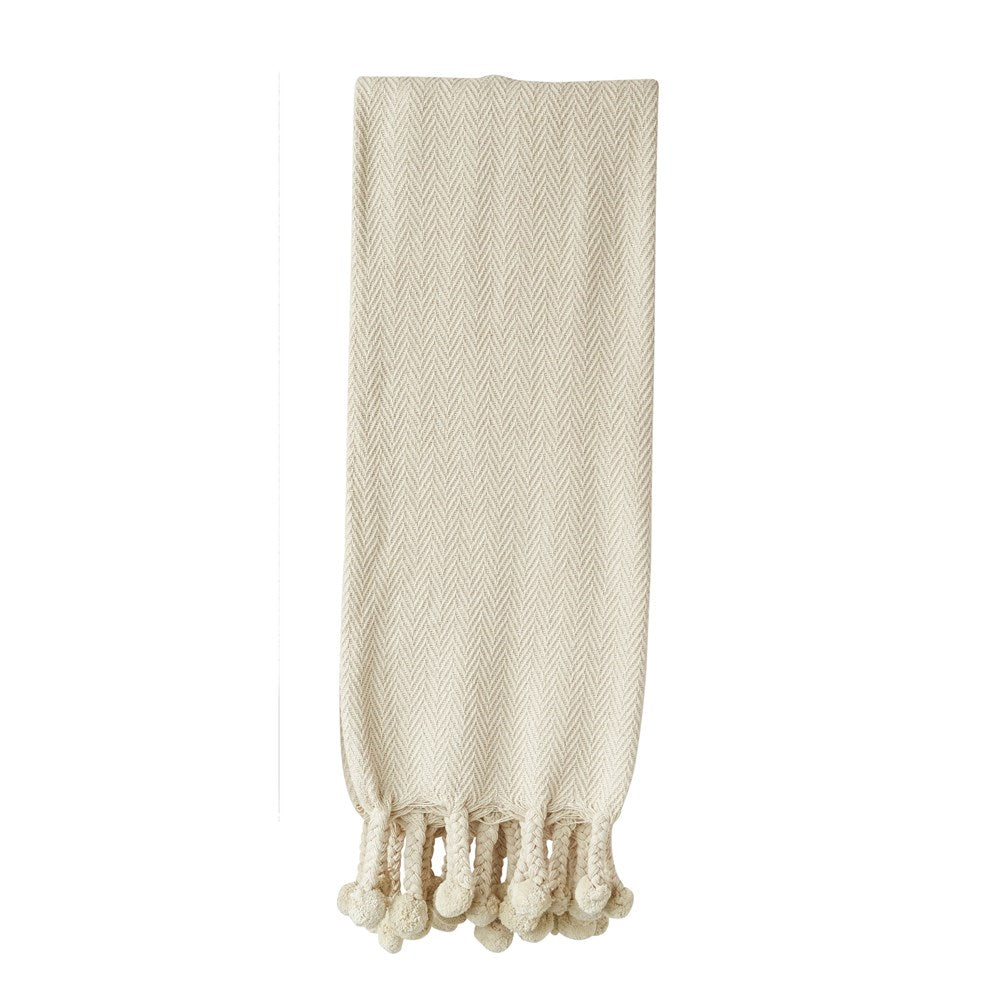 Cream pom outlet pom throw blanket