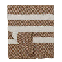 Load image into Gallery viewer, Cotton Knit Throw, Rust w/ White Stripe
