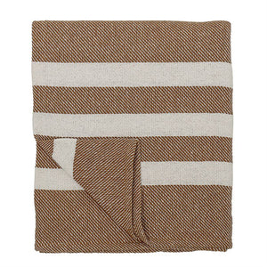Cotton Knit Throw, Rust w/ White Stripe