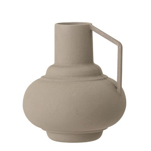 Matte Sage Textured Metal Vase w/ Handle