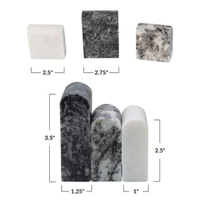 Granite & Marble Objects, Black & White, Set of 3
