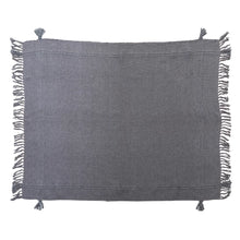 Load image into Gallery viewer, Woven Cotton Blend Grey Throw Blanket with Fringe and Tassels
