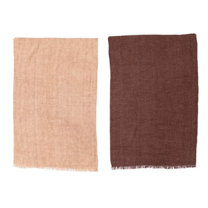 Stonewashed Linen Towels with Fringe - Set of 2
