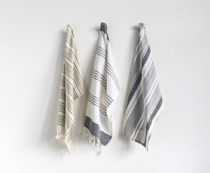 Striped Tea Towel with Fringe, Set of 3