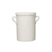 Load image into Gallery viewer, White Terracotta Crock Vase with Handles
