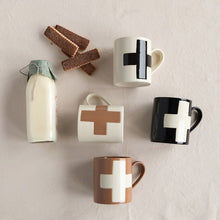 Load image into Gallery viewer, Handmade Stoneware Mug w/ Wax Relief Swiss Cross
