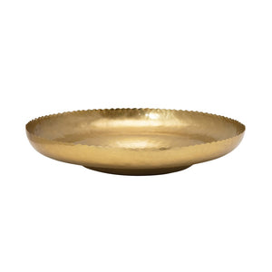 Brass Hammered Metal Tray w/ Scalloped Edge