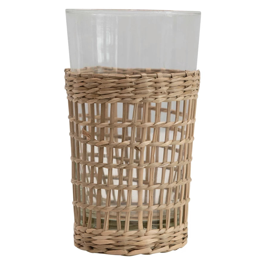 Drinking Glass with Seagrass Sleeve