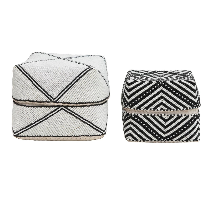 Hand-Beaded Bamboo Containers