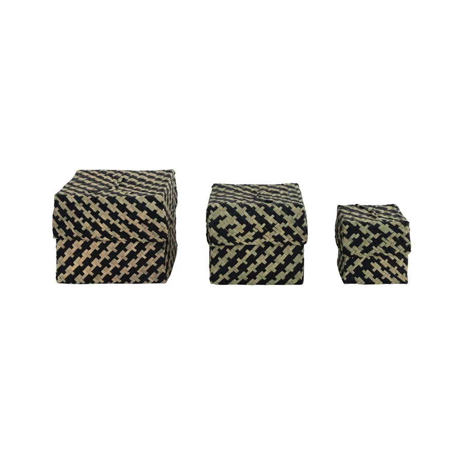 Hand-Woven Seagrass Boxes - Set of 3